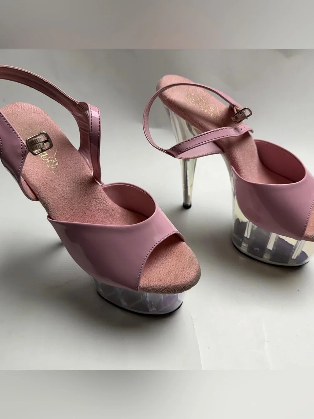 Pleaser Pink Platform Slingback Heels - Unbranded